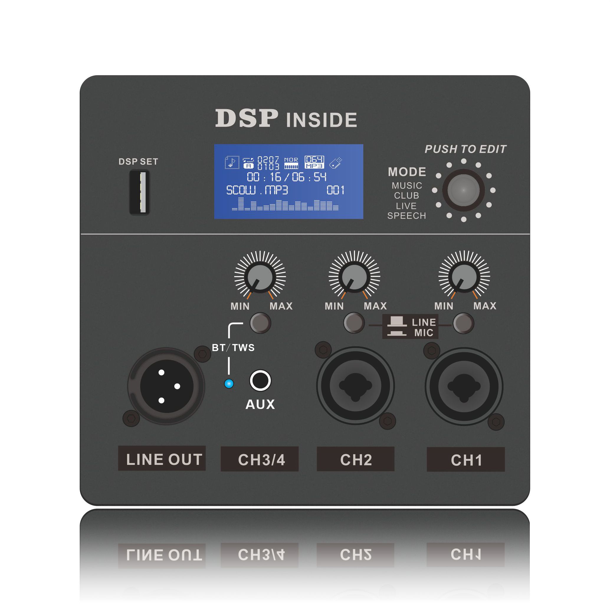 DSP1801: Aktív teljes frekvenciájú hangszóró ADAU1701 alapú DSP funkcionális modul DSP1801: Aktív teljes frekvenciájú hangszóró ADAU1701 alapú DSP funkcionális modul