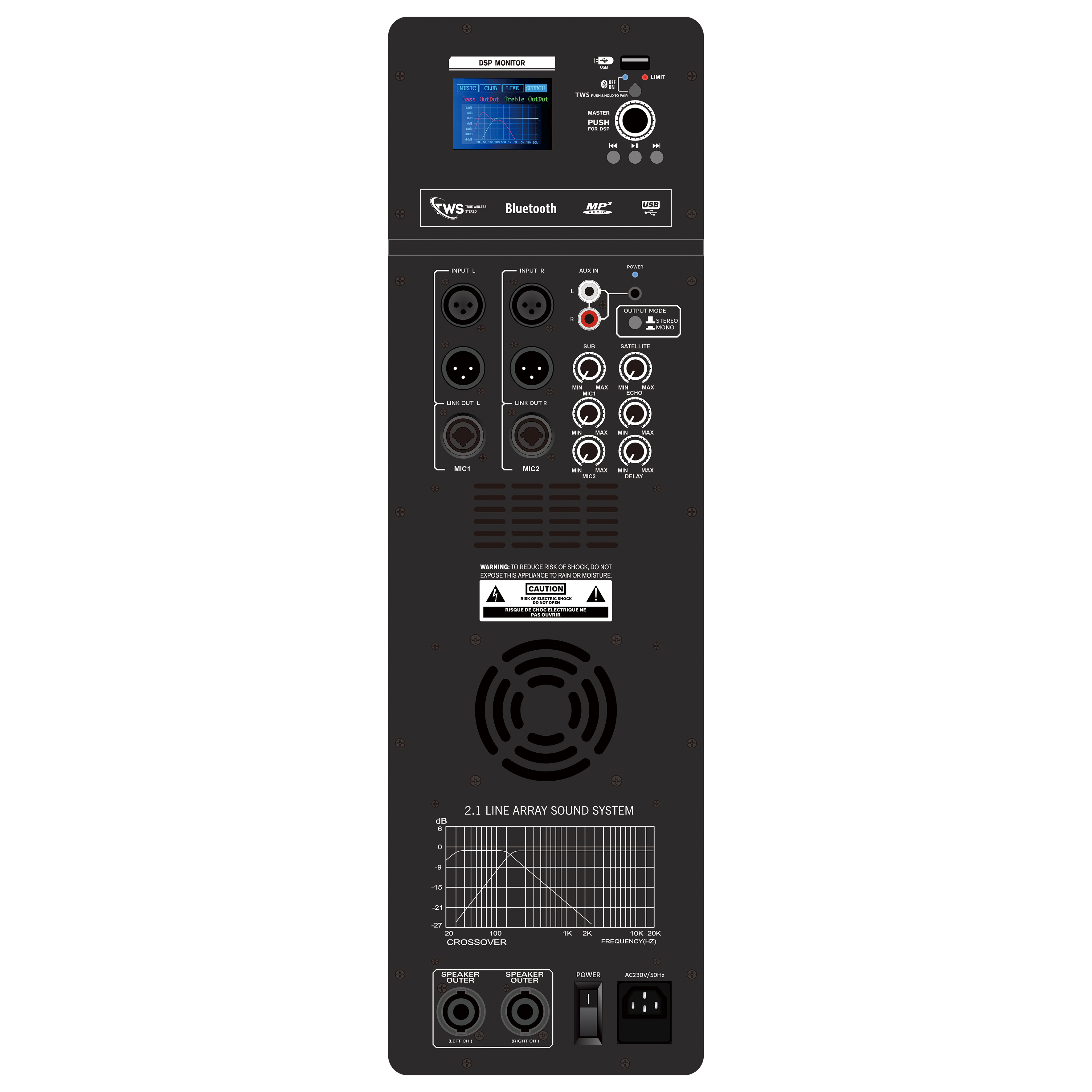 DSP1908-2.1 Pro Active Line Array teljesítményerősítő